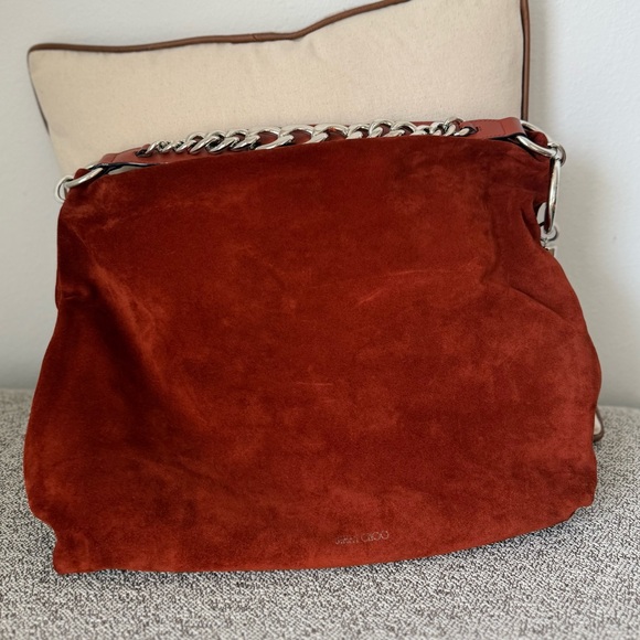 JIMMY CHOO rusty brown suede CALLIE LARGE Hobo Shoulder Bag - Picture 3 of 14